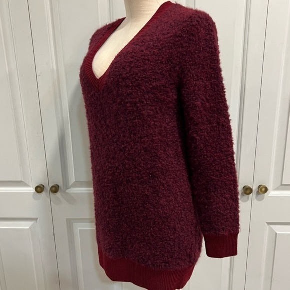 J. Crew Boucle Burgundy Red Boucle V Neck Sweater - Picture 11 of 15